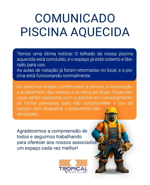 Piscina Aquecida do Tropical Retoma Atividades