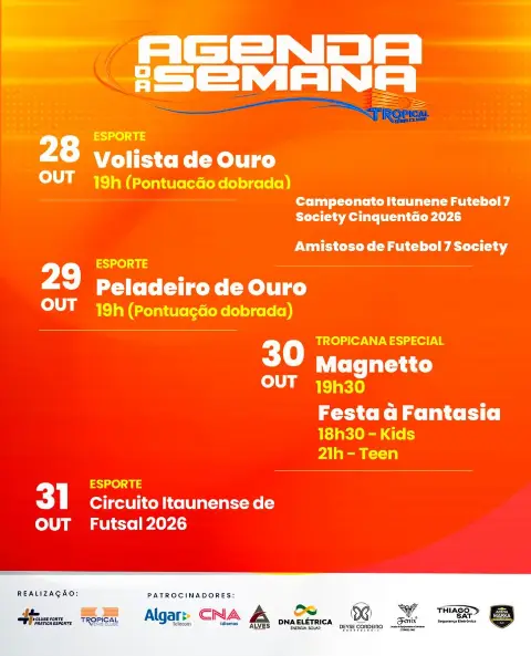 Agenda Semanal de Esportes - Tropical Tennis Club