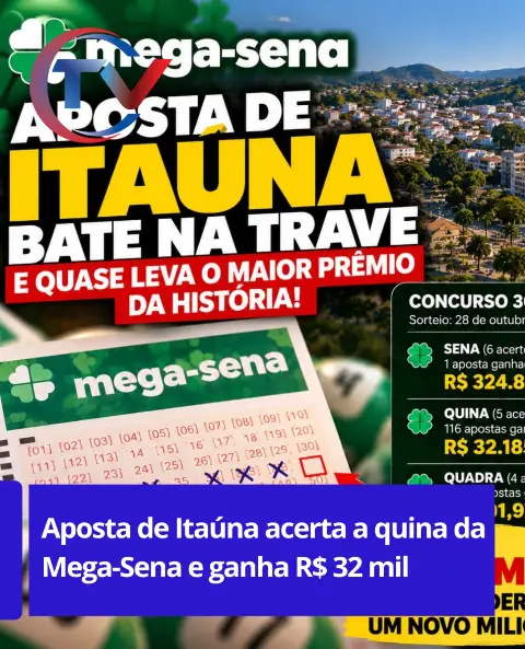 Aposta de Itaúna acerta quina da Mega-Sena e leva R$ 32 mil