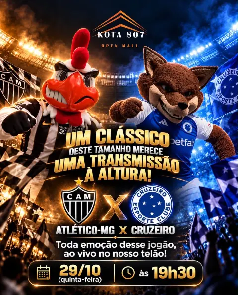 Clássico Atlético x Cruzeiro no telão do KOTA 807