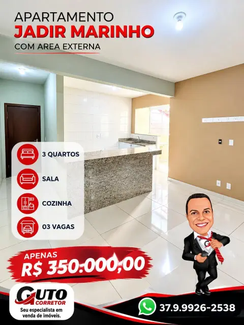 Apartamento 3 quartos com área no Jadir Marinho