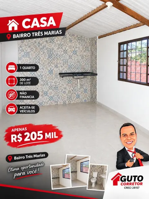 Casa 1 quarto à venda no Três Marias